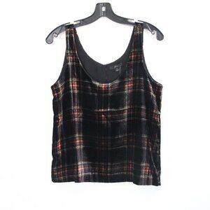 J Crew Plaid Tank Top New sz 2 Women Velvet Shirt Holiday Outfit lined